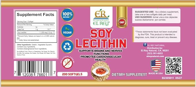 El Rey Lecithin de SOYA 1200 Mg