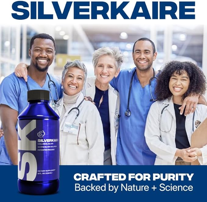 SilverKaire Colloidal Silver Liquid 10PPM – Nano Silver Suspension with 99.9% Pure Silver in Deionized Water – Made with an Electromagnetic Process – for General Use