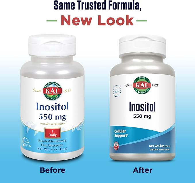 KAL Inositol Powder 550mg Brain Health Nervous System &amp Mood Support Supplement Cellular Health Support Enhanced Absorption Formula Easy to Mix Approx. 207 Servings 4oz