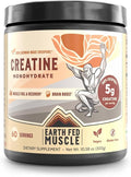 Earth Fed Muscle Creatine Monohydrate Powder — 300g 60 Servings | German Creapure Creatine for Strength Power &amp Muscle Growth | Unflavored Mixes Clean No Fillers