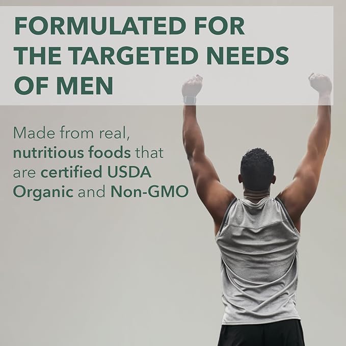 PlantFusion Organic Multivitamin for Men - One Daily Whole Food Blend Men's Multivitamin - Vegan Non-GMO Gluten Free &amp Dairy Free - 60 Tablets (2 Month Supply)