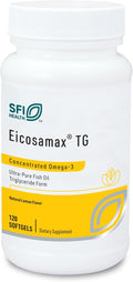 Klaire Labs SFI Health Eicosamax TG Fish Oil Pills with EPA/DHA - Omega-3 Fatty Acids to Support Brain &amp Heart Function - Natural Lemon Flavor to Help Reduce Fishy Burps or Aftertaste (120 Softgel