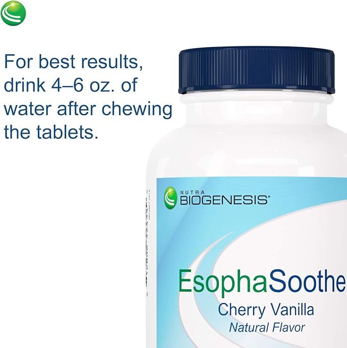 Nutra Biogenesis EsophaSoothe - Chewable Esophogeal Support with Magnesium Potassium &amp Calcium for Men &amp Women - 60 Tablet Chews