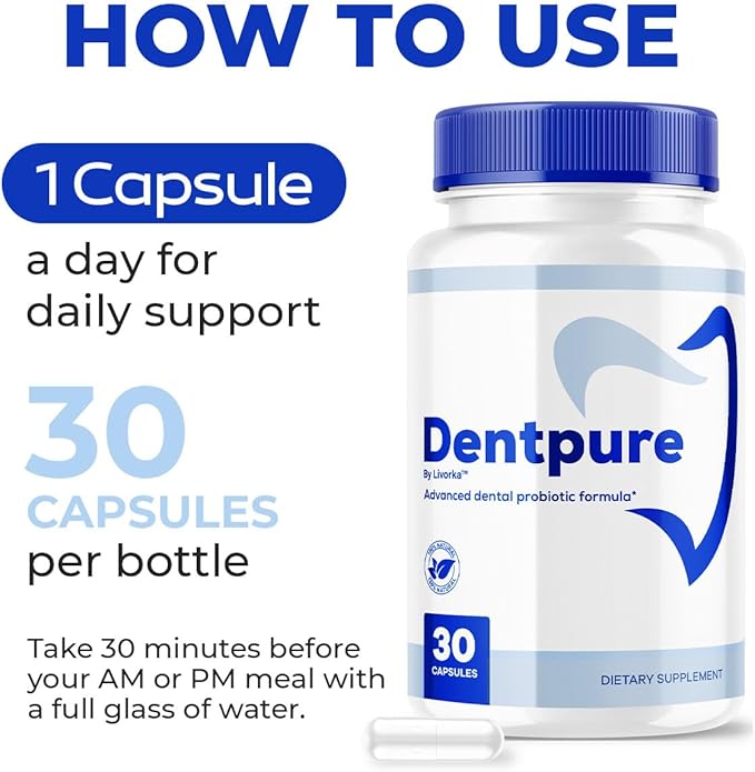 (2 Pack) Dentpure Probiotics - Official Dentpure Capsules Advanced Natural Formula Probiotic for Healthy Teeth and Gums Dent Pure All Natural Dental Supplement Oral Probiotics 60 Capsules - 2 Months