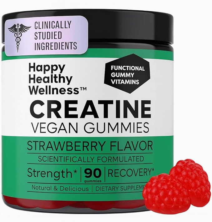 Creatine Monohydrate Gummies Strawberry Flavor 90 Vegan Gummy Chews Creatine Supplement for Daily Routine