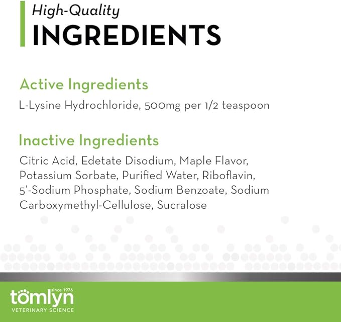 Tomlyn Immune Support Daily L-Lysine Supplement: Maple-Flavored Lysine Gel for Cats and Kittens 5oz