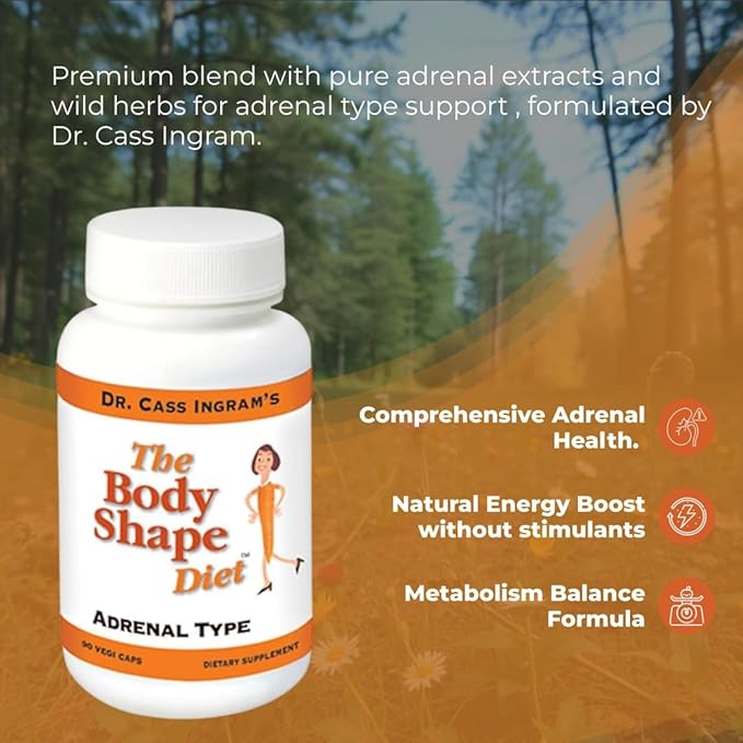 Dr. Cass Ingram's Premium Adrenal Support Formula - Natural Energy &amp Stress Support with Wild Mediterranean Herbs Royal Jelly &amp Glandular Complex - 90 Capsules