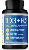Vitamin D3 K2 with MCT 5000 IU Vegan D3 &amp 100 mcg MK7 K2 Support Strong Bones and Immune Health - 60 Capsules (60 Days Supply)