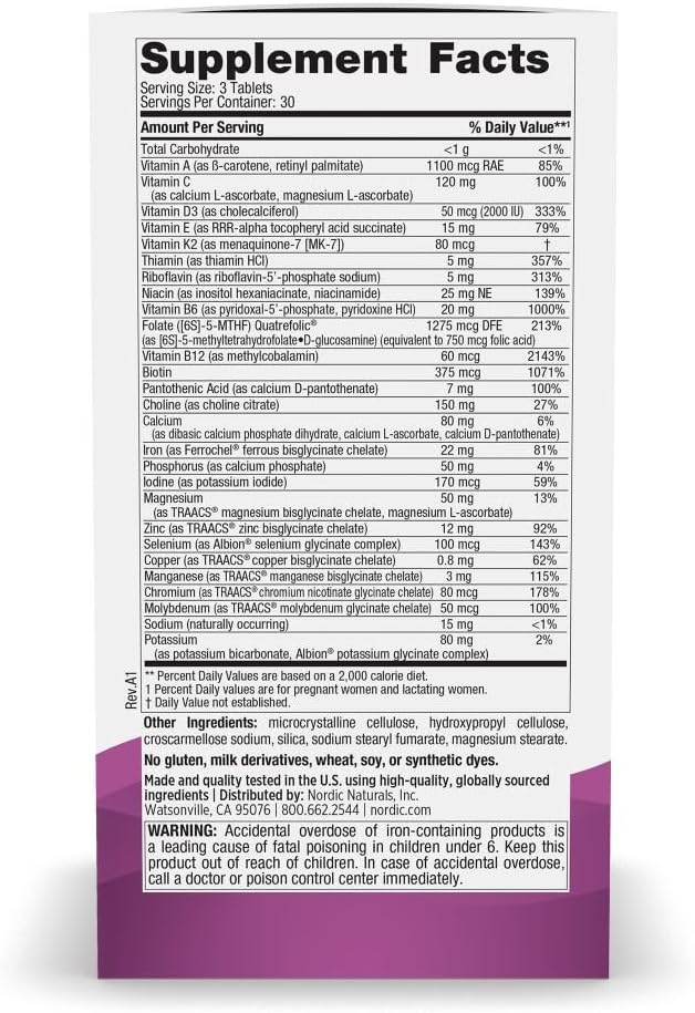 Nordic Naturals Vegetarian Prenatal Multivitamin Minis - 90 Easy to Swallow Tablets - Highly Absorbable Multivitamin and Mineral Supplement to Support Pregnancy - Non-GMO 30 Servings