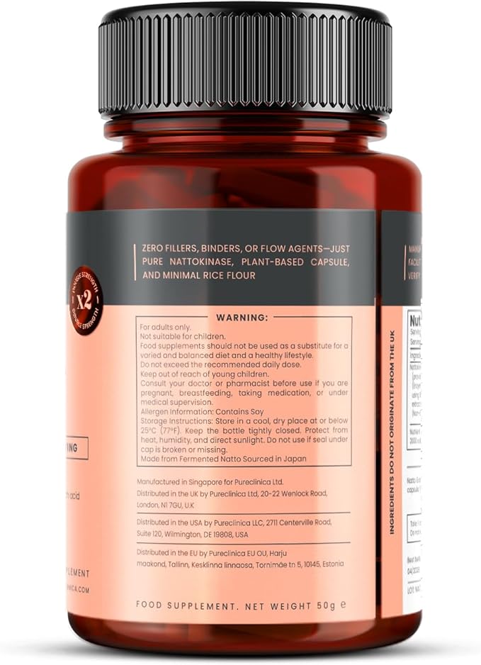 Nattokinase 4000 FU per Capsule – 120 Vegan Capsules – High Potency – Delayed-Release – Non-GMO Soy-Derived – Clean Label – 4 Month Supply – Pure Enzyme from Bacillus subtilis Natto