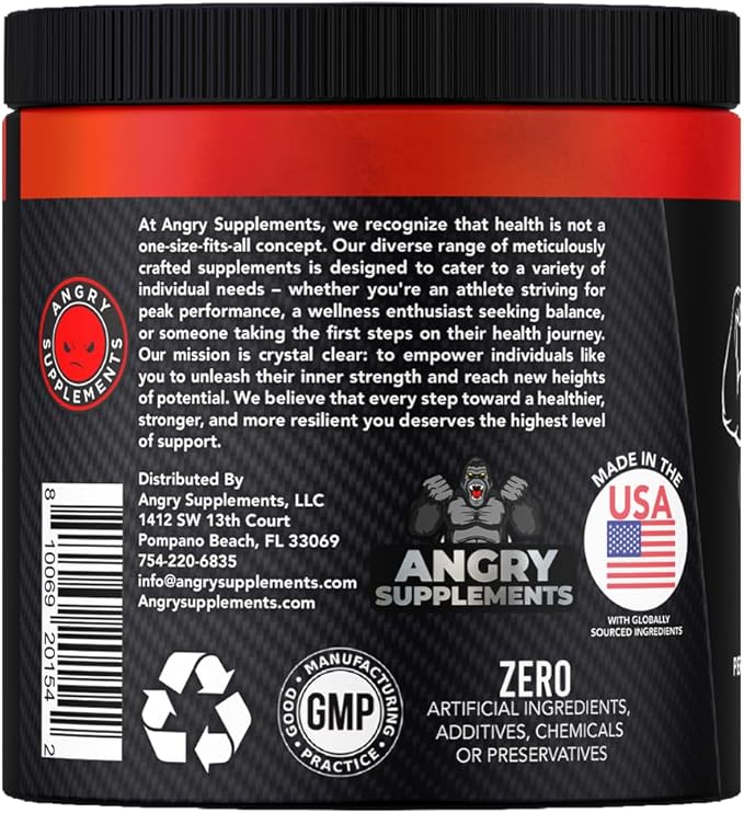 Angry Supplements Crea-Test 100% Creatine Monohydrate + Test Booster Powder for Monster Test Men w. D-Aspartic Acid Zinc &amp Magnesium Unflavored Drink Mix (360 Grams 60 Servings)