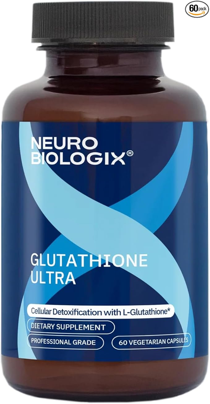 Neurobiologix Glutathione Ultra L-Glutathione Antioxidant Complex with Vitamin C A B2 B6 Zinc Selenium Manganese Taurine &amp Quercetin for Cellular Health Gluten Free 60 Vegetarian Capsule