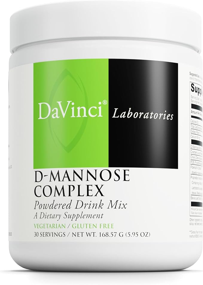 DAVINCI Labs D-Mannose Complex - Powder Drink Mix Supports Immune System &amp Urinary Tract Health* - Bladder Health Aid with Calcium Cranberry Juice Powder &amp Prebiotic Fiber* - 30 Servings (168