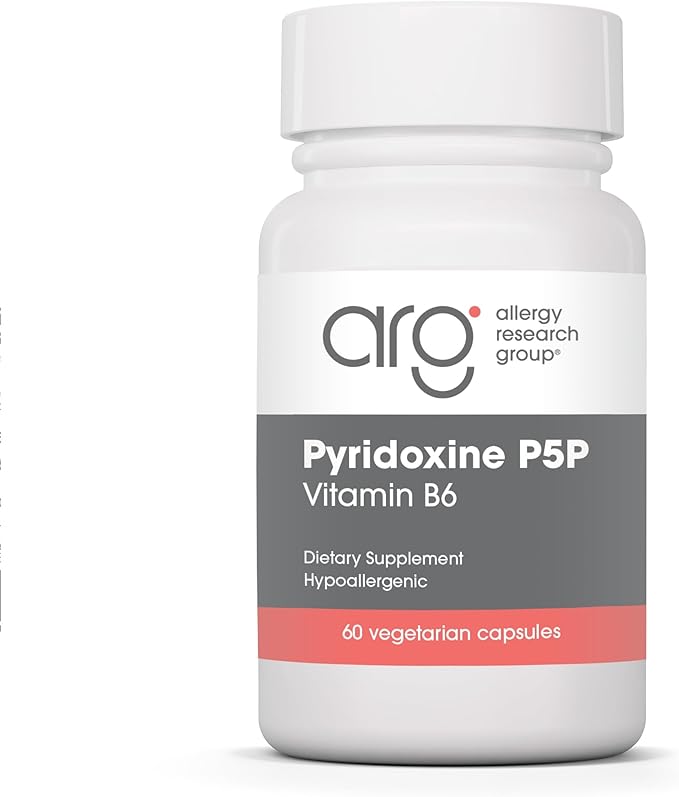 Allergy Research Group Pyridoxine P5P Supplement - Active Vitamin B6 275mg Pyridoxal-5-Phosphate Metabolism Support Hypoallergenic Vegetarian Capsules - 60 Count