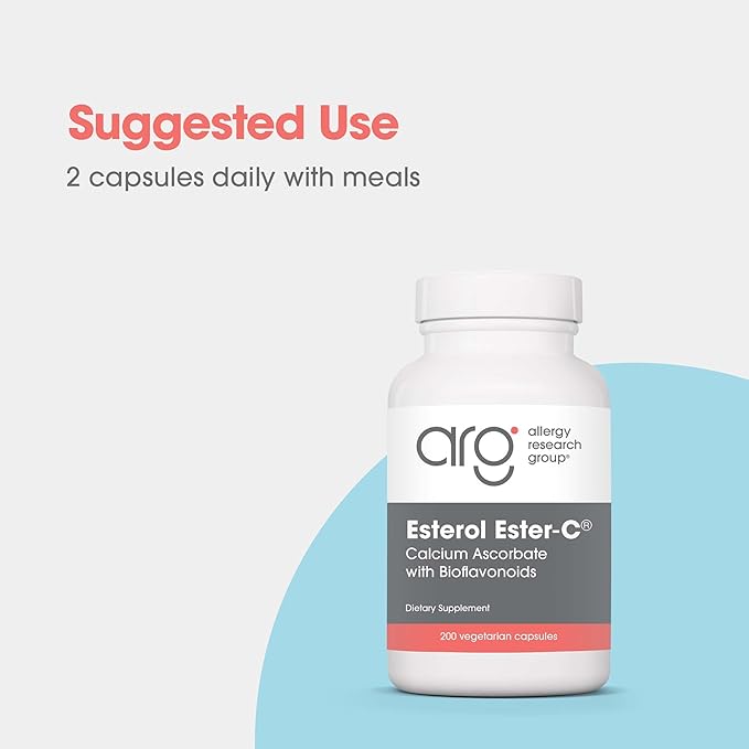 Allergy Research Group Esterol Ester C - Delivers 1.35 g Vitamin C - Buffered Vitamin C with Bioflavonoids &amp Quercetin - Immune &amp Antioxidant Support - 200 Servings - 200 Capsules