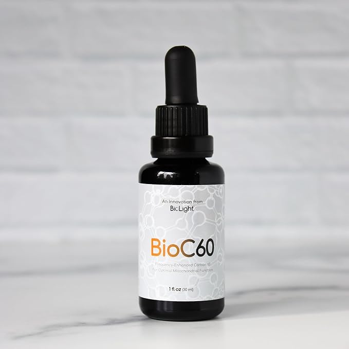 BIOLIGHT BioC60 Antioxidant Supplement - Frequency-Enhanced ESS60 Carbon 60 in Tuscan Organic Extra Virgin Olive Oil &amp Astaxanthin Oil - Vegan Friendly for Daily Wellness Support (30 Days)