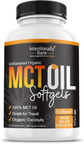 Intentionally Bare MCT Oil Capsules - Organic Coconut Oil with 70% C8 and 30% C10 - MCT Oil for Clean Energy Brain Health Mood and Focus - Coconut C8 for Keto - 300 Soft Gel