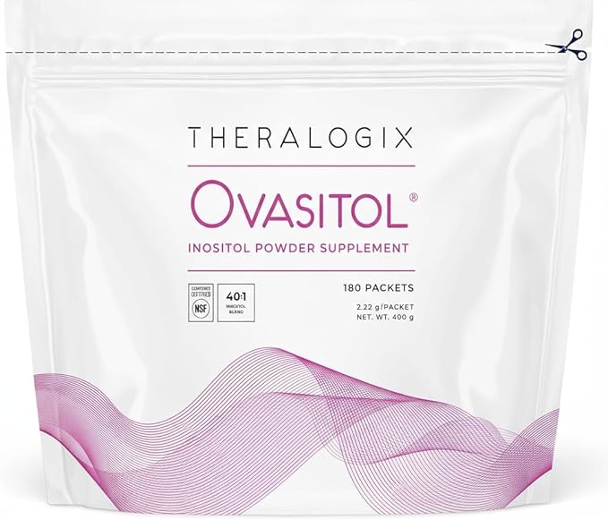 Theralogix Ovasitol Inositol Powder Packets - 90-Day Supply - Myo-Inositol &amp D-Chiro Inositol for Hormone Balance &amp Ovarian Function Support* - NSF Certified - 180 Packets
