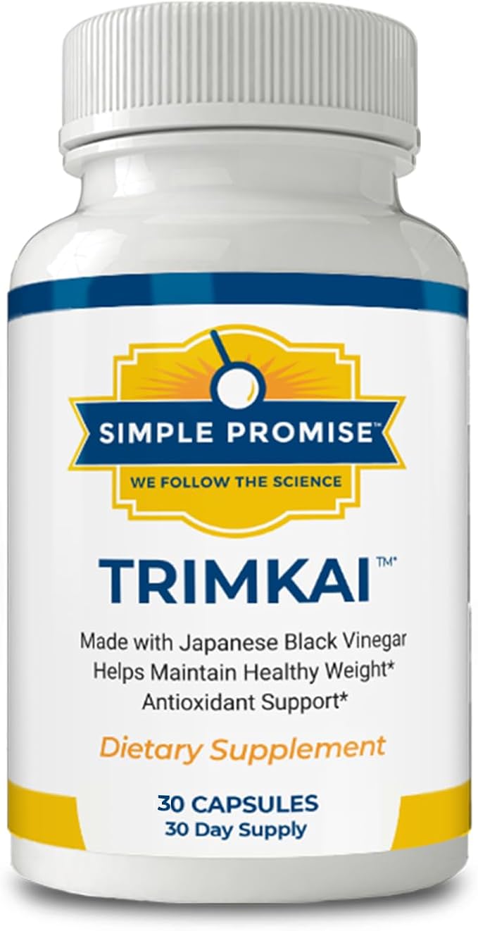 Simple Promise TrimKai - Japanese Black Vinegar Capsules for Metabolism Support - with Astaxanthin 12mg Seaweed &amp Black Pepper Extract - Plant-Based Formula - 30 Capsules