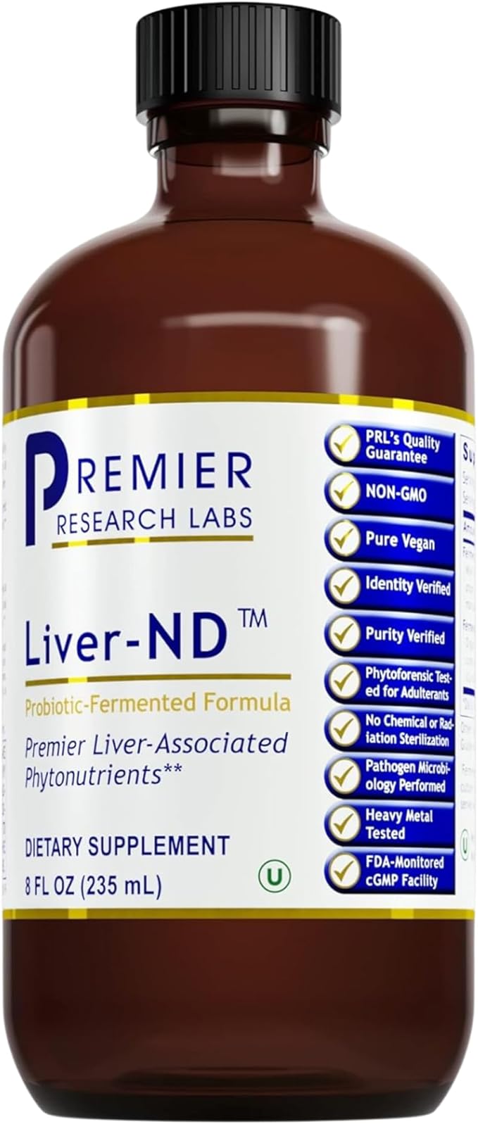 Premier Research Labs Liver-ND - Liver Cleanse Milk Thistle Extract Milk Thistle Liquid Drops Tincture Supplement Fermented with Probiotics with Antioxidants Turmeric 8 Fl Oz Bottle