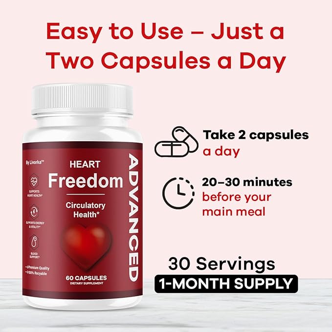 (3 Pack) Heart Freedom - Heart Freedom Capsules Official HeartFreedom Pills All Natural Ingredients - Maximum Strength Premium Advanced Formula Support Health &amp Wellness 180 Capsules for 3 Mont