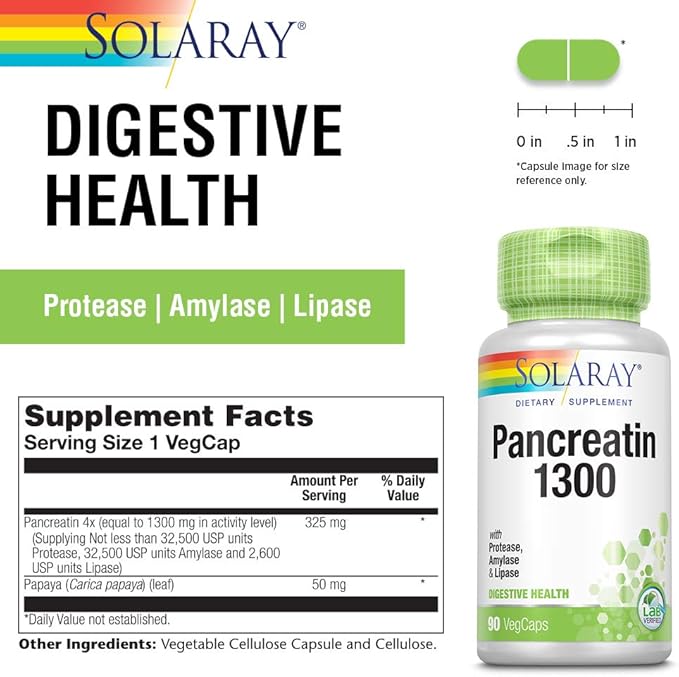 Pancreatin 1300 Solaray 90 Caps 2 Pack