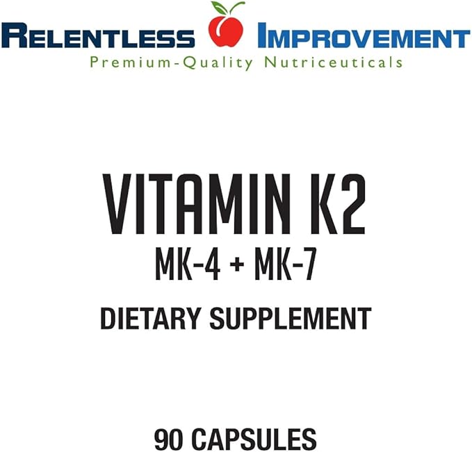 Natural Vitamin K2 MK4 Plus Vitamin K2 MK7 High-Potency 15000mcg MK-4 + 60mcg MK-7 Supports Bone and Arterial Health Vegi-Capsules Soy-Free