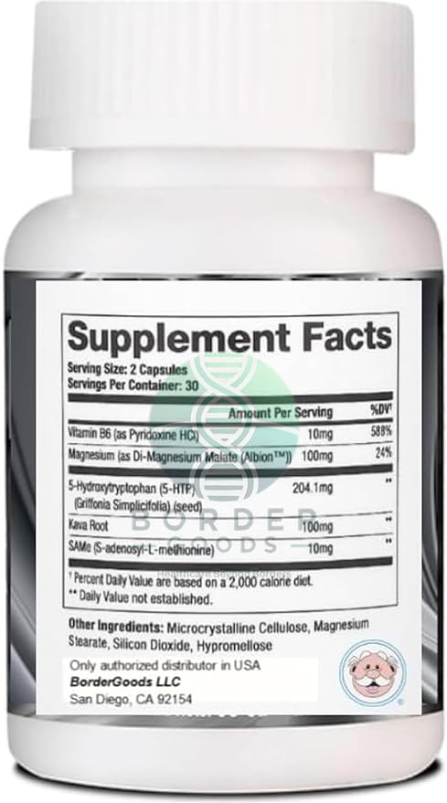 5HTP + Vitamin B6 + Magnesium Supplement – 60 Capsules – Dr. Simi Nutritional Support Formula – Non-Medicated – Similares 1 Month Supply