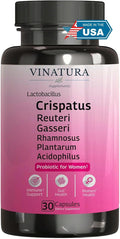 VINATURA Lactobacillus Rhamnosus Reuteri Gasseri Plantarum Crispatus Acidophilus Probiotics - Probiotics for Women *USA Made &amp Tested* Women Vaginal Health Gut and Digestive Health - 30 Caps