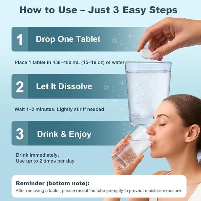 Hydrogen Water Tablets with Magnesium – 8 PPM H2 Molecular Hydrogen Tablets for Drinking Water – Antioxidant Formula for Energy Recovery &amp Cognitive Support – 60 Unflavored H2 Tabs | 2 Month Supp