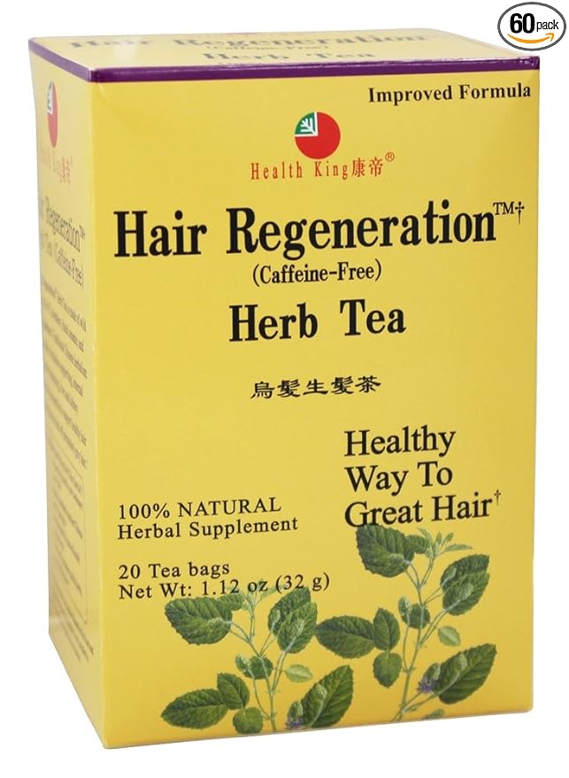 Health King Hair Regeneration Herb Tea Bags - 20 Count 1.12 Ounce ( 3 Pack)
