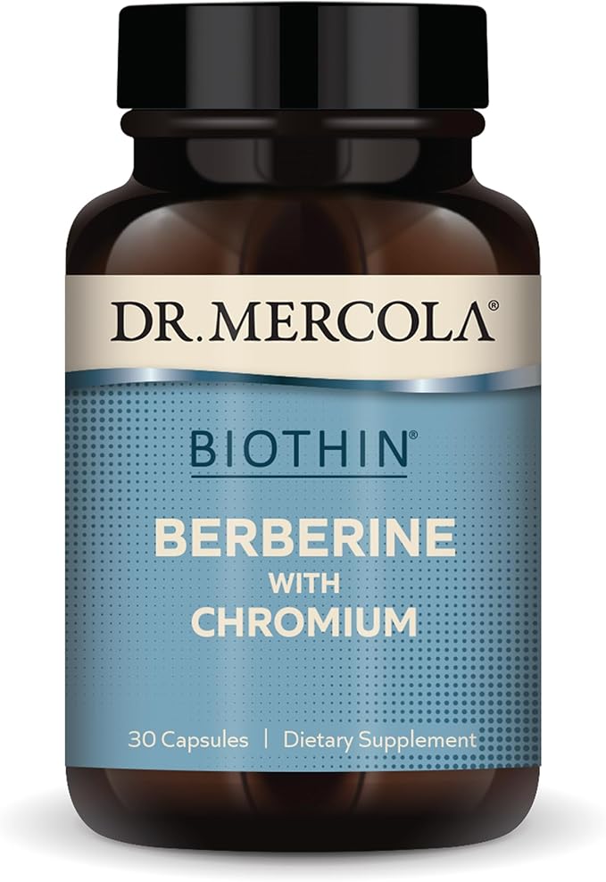 Dr. Mercola Biothin Berberine with Chromium - Supports Healthy Metabolic Function - Enhanced Absorption - Non-GMO Gluten-Free &amp Soy-Free - 30 Capsules (30 Servings)