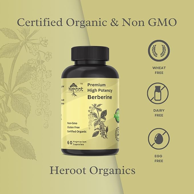 Organic Berberine HCL Extract 500mg Premium Strength Berberine Supplement to Support Overall Wellness for Men Women |120 Capsules