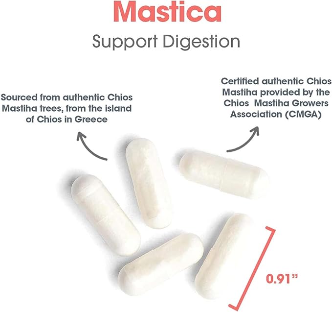 Allergy Research Group ARG Mastica Digestive Support - Supports Digestive Comfort - Delivers 1000 mg Chios Mastic Gum Resin per Serving - Vegetarian &amp Hypoallergenic - 30 Servings - 60 Capsules