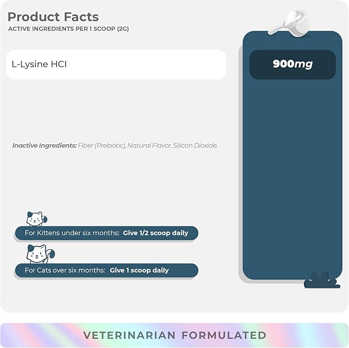 Lysine + Multivitamin for Cats - Immune Support Skin and Coat Health Eye Support - with EPA and DHA Taurine and Spirulina