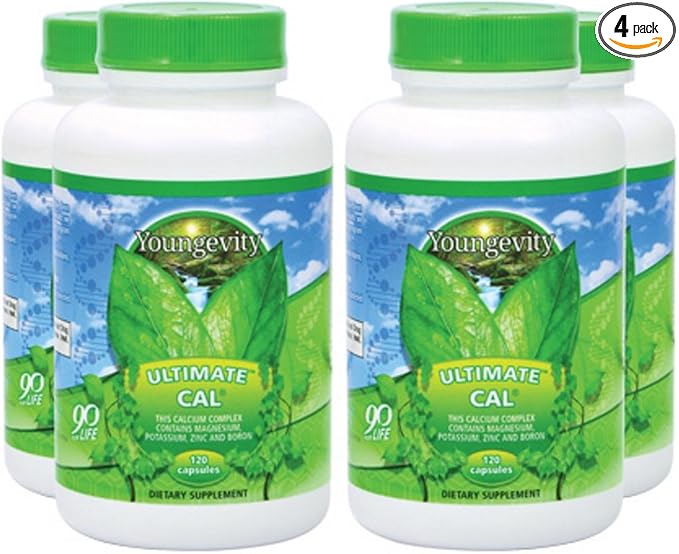 Youngevity Ultimate Cal - Calcium Magnesium Bone Health Supplement with D-3 Zinc Potassium Boron - Highly Absorbable - Immune and Bone &amp Ligament Support - 120 Capsules (Pack of 4)