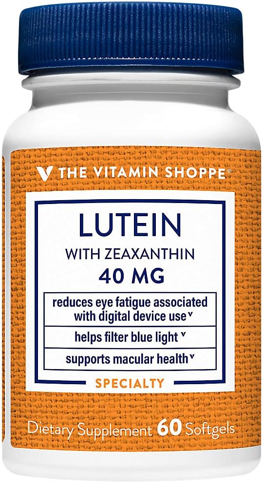 The Vitamin Shoppe Lutein 40MG - Eye Health Vision Support &amp Blue Light Protection Carotenoid Antioxidant (60 Softgels)