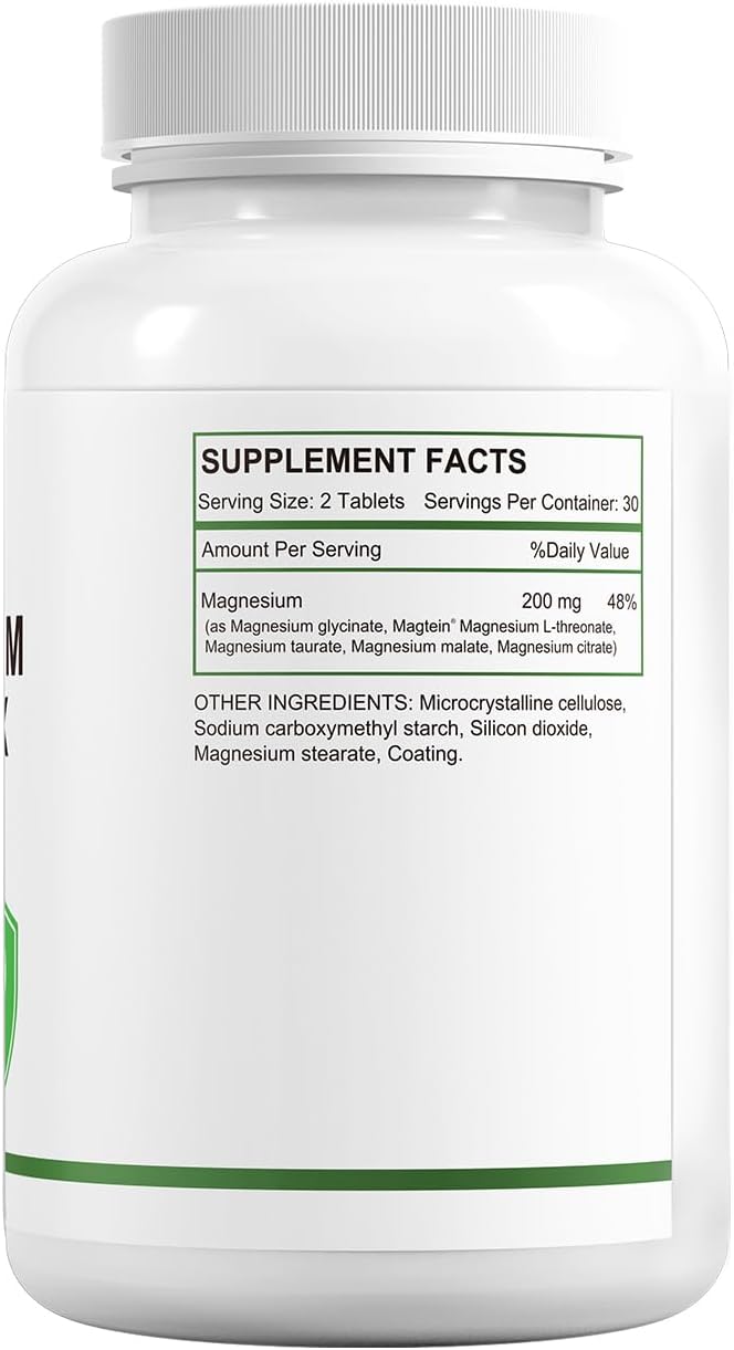 HUJ Magnesium Complex Supplement - Five Types of Magnesium - Supports Energy Production Muscle Relaxation &amp Cardiovascular Health* - 60 Tablets.