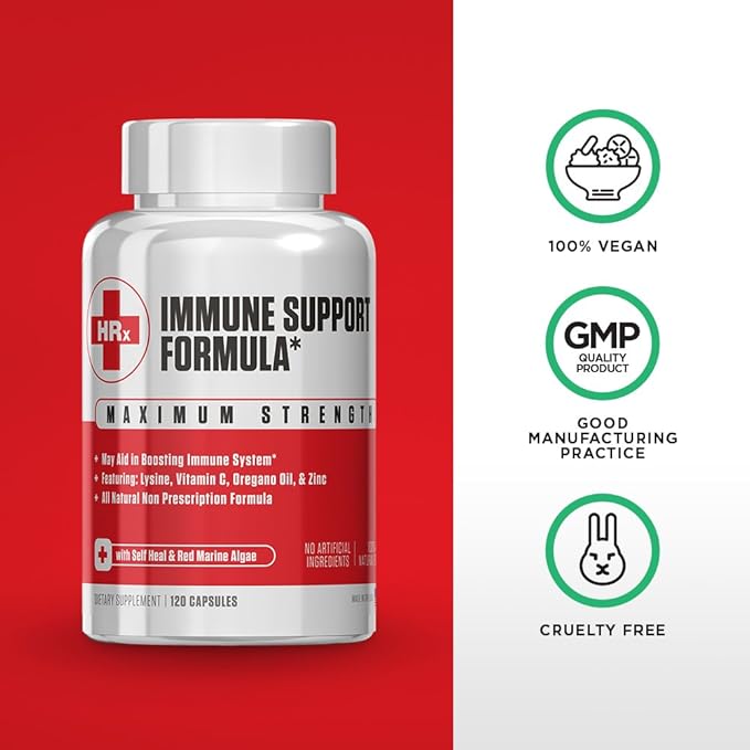 Re+Gen Nutrition Immune Support Supplement for Adults Natural Capsules with Zinc Vitamin C L lysine Amino Acid &amp Oregano Oil for Strong Immunity Health in Men &amp Women 120 Capsules