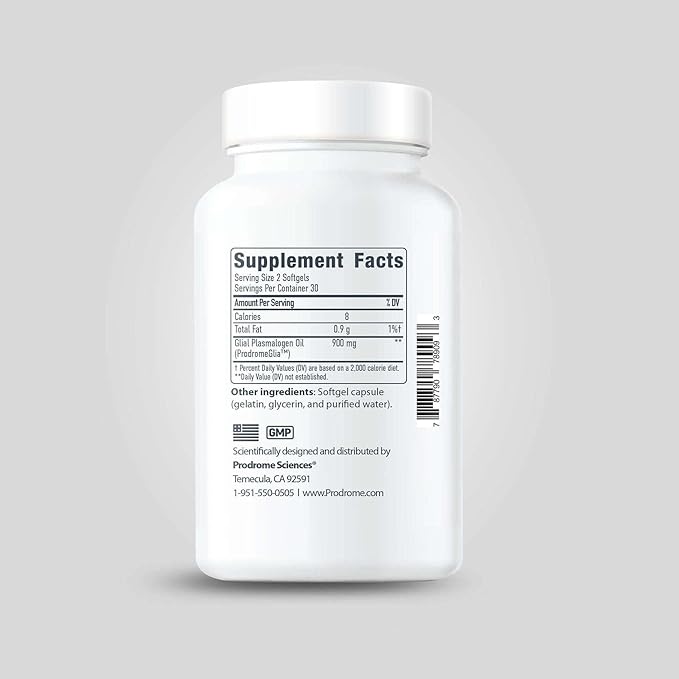 ProdromeGlia™ White Matter Plasmalogen Omega-9 Supplement for Brain and Cellular Health | Supports the Structural Composition of Myelin and Nervous System Membranes | 60 Softgels