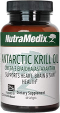 NutraMedix Antarctic Krill Oil 500mg - Fish Oil Supplement - Omega-3s (EPA &amp DHA) + Astaxanthin - Red Krill Supplement for Joint Immune Heart Liver &amp Brain Health Support (60 Softgels)