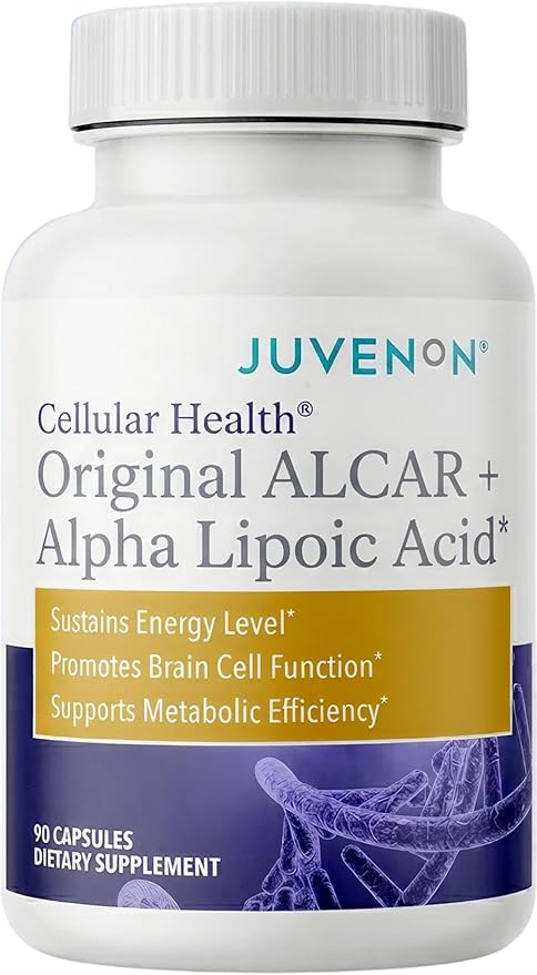 Juvenon Cellular Health Supplement - Energy Focus &amp Healthy Aging for Heart Brain Cell &amp Metabolism | Acetyl L-Carnitine ALCAR Alpha Lipoic Acid ALA Biotin | NAD+ Support Capsules 90 Cou