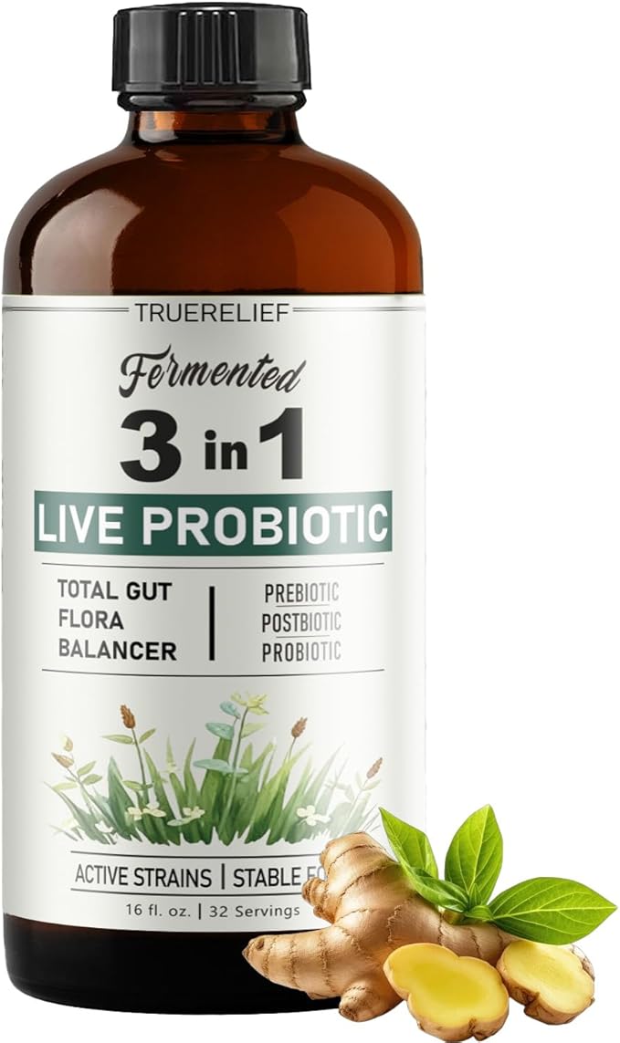 3-in-1 Live Liquid Probiotic &amp Prebiotic with Postbiotic | Refrigerated Live Cultures for Women &amp Men | 10 Strains &amp 18 Herbs for Complete Gut Health &amp Microbiome Support (16 fl oz) (1