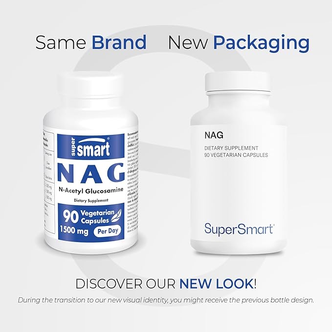 Supersmart - NAG Supplement 1500mg per Day (N-Acetyl Glucosamine) - High Absorption Glucosamine Sulfate | Non-GMO &amp Gluten Free - 90 Vegetarian Capsules