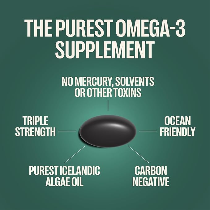 Orlo Prenatal DHA Supplement 1000mg - Mercury &amp Heavy Metals Free Algae Oil - Icelandic Nordic Omega-3 Mom &amp Baby Brain Development No Fishy Aftertaste 60 Vegan Easy-to-Swallow Mini Softgel