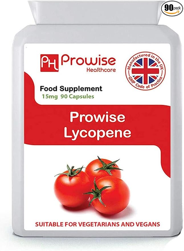 Lycopene 10% Beadlet 15mg 90 Capsules - UK Manufactured | GMP Standards by Prowise Healthcare - Suitable for Vegetarians and Vegans