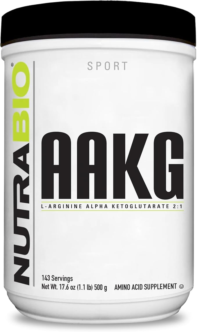 NutraBio Arginine AKG Workout Supplement Powder 500g Helps Support Lean Mass Gains Boost Nitric Oxide and Enhance Muscle Growth