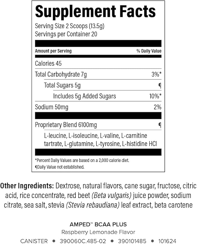 Isagenix Amped BCAA Plus - Help Promote FatBurning and Endurance During Workouts - Raspberry Lemonade Flavor - 9.5 oz Canister - 20 Servings