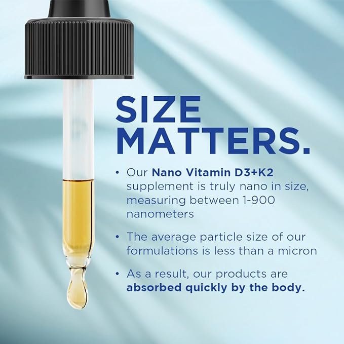Nanoceutical Solutions Nano Vitamin D3+K2 Nanosized Liquid Particles | Rapid Absorption | 5000 IU Potent Formulation - 1Fl Oz | Non-GMO Gluten Free | Supports Bone Joint Heart &amp Immune Health