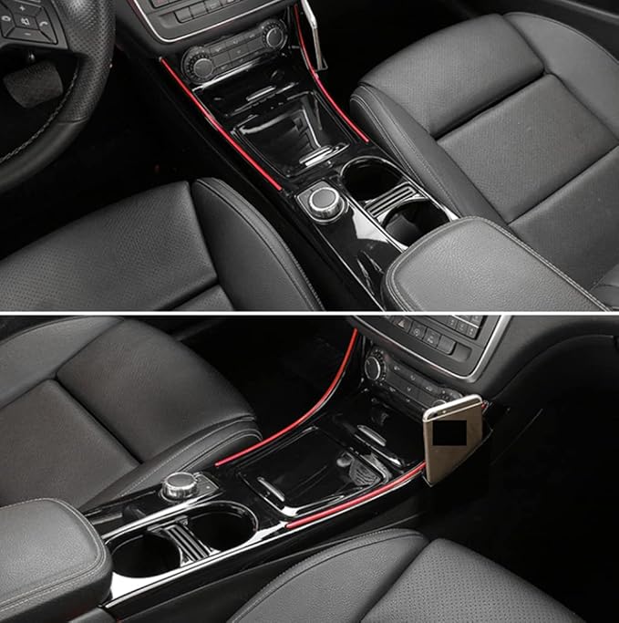 New Protective Center Control Covers Compatible with Mercedes Benz CLA C117 2013-2018 CLA180 CLA200 CLA 220 CLA250 (Black + Red Line)
